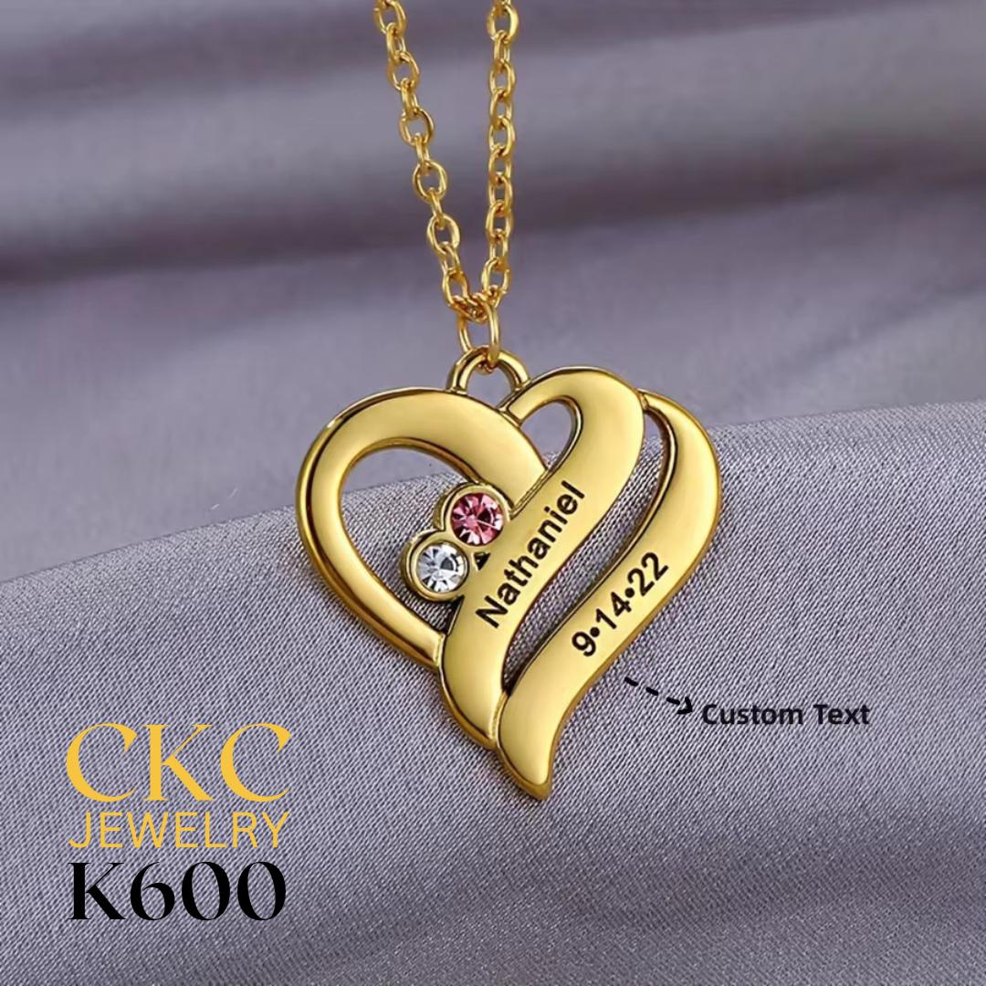 Personalized Heart Name Necklace (Gold)